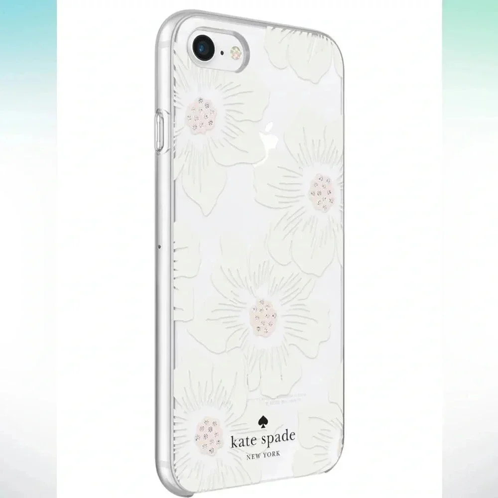 Kate Spade Phone Case for 6-8 Floral -Hollyhock Cream/Blush/Crystal Gems/Clear